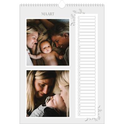 Verjaardagskalenders A3 — Hand gemaakte bloemen [Maart]