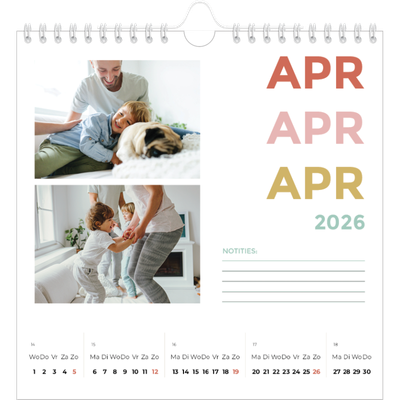 Jaarkalenders vierkant — Bont gekleurd [April]