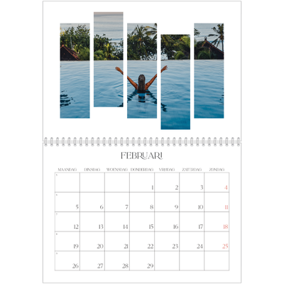 Fotokalender A4 Dubbel (30 x 40 cm) — Reismozaïeken [Februari]
