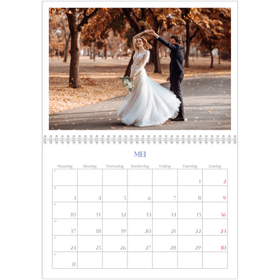 Fotokalender A4 Dubbel (30 x 40 cm) — Kobalt klassieker [Mei]
