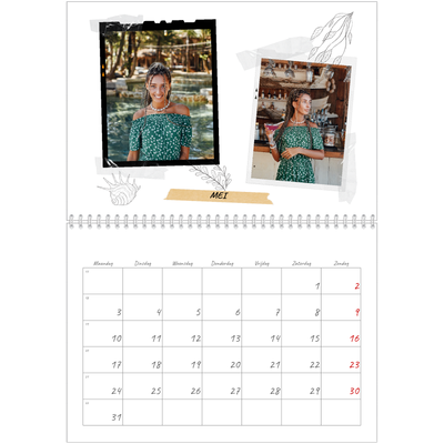 Fotokalender A4 Dubbel (30 x 40 cm) — Plakboek flair [Mei]