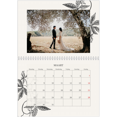 Fotokalender A4 Dubbel (30 x 40 cm) — Inkt & klimop [Maart]