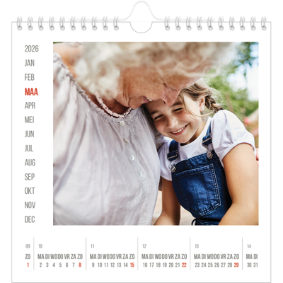 Jaarkalenders vierkant — Rode highlights [Maart]