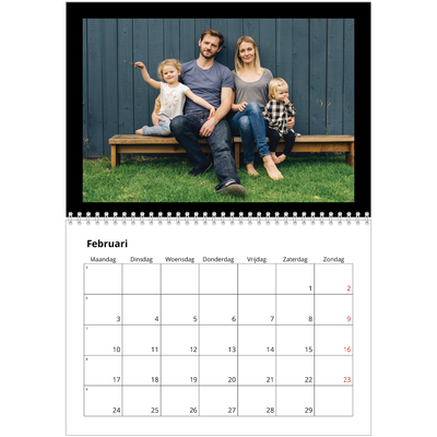 Fotokalender A4 Dubbel (30 x 40 cm) — Foto in zwart kader [Februari]