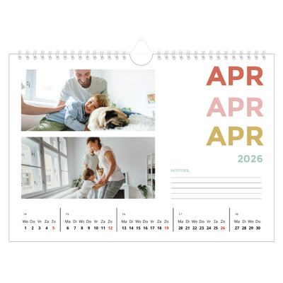 Fotokalender A4 — Bont gekleurd [April]