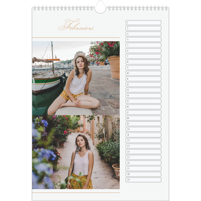 Verjaardagskalenders A3 — Goudschrift banner [Februari]