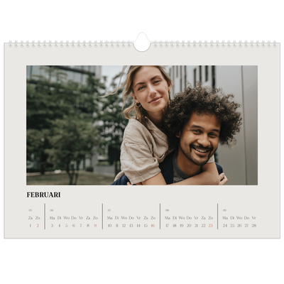 Fotokalender A3 — Simpel ivoor [Februari]