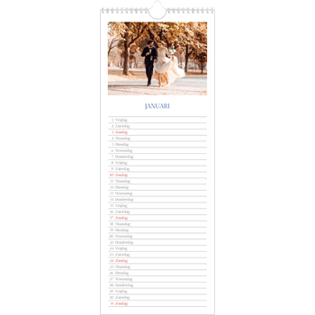 Smalle kalender (15 x 40 cm) — Kobalt klassieker
