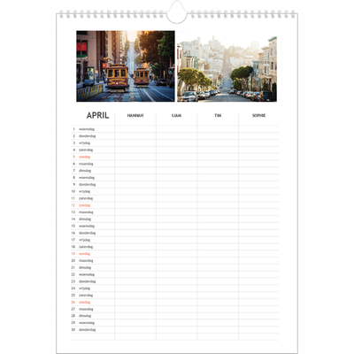 A3 Familieplanners — Simplistisch - gezinsplanner 4 personen [April]