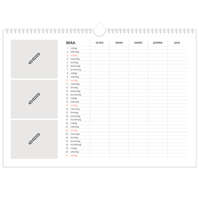 A3 Familieplanners — Ontwerp je eigen product - 5-persoons gezin [Maart]