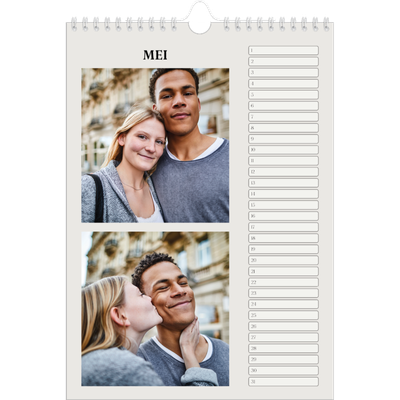 Verjaardagskalenders A4 — Simpel ivoor [Mei]