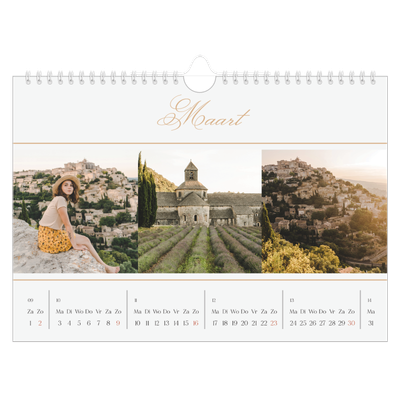 Fotokalender A4 — Goudschrift banner [Maart]