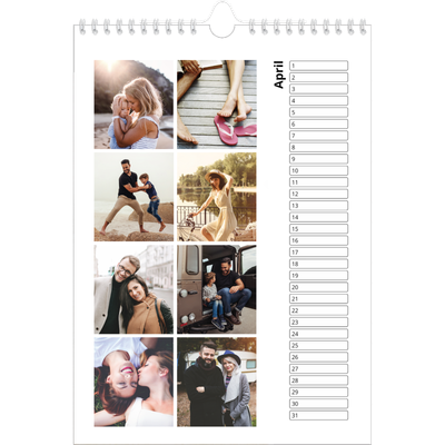 Verjaardagskalenders A4 — Eenvoudig blokkenpatroon [April]
