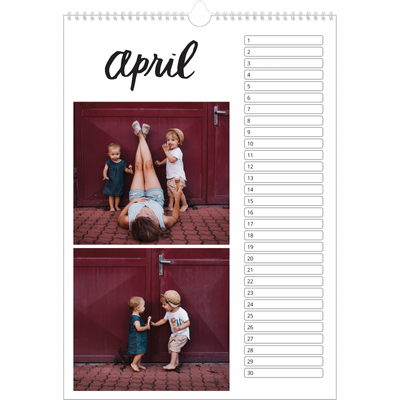 Verjaardagskalenders A3 — Handgeschreven letters [April]