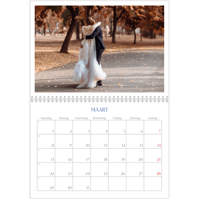 Fotokalender A4 Dubbel (30 x 40 cm) — Kobalt klassieker [Maart]