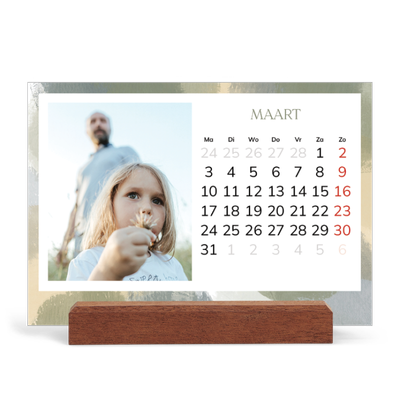 Bureaukalender met houten standaard  — Verfkwast effect [Maart]
