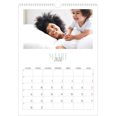 A3 Jaarkalenders — Gevarieerd lettertype [Maart]