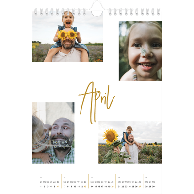 Fotokalender A4 (20 x 30 cm) — Goudkleurige letters [April]