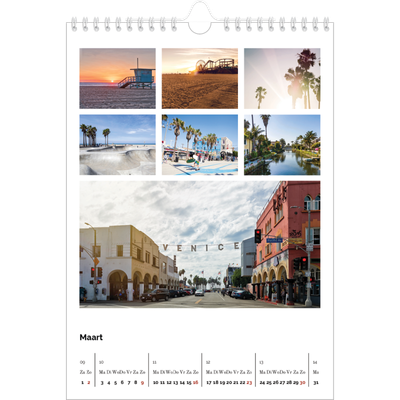 Fotokalender A4 (20 x 30 cm) — Eenvoudig blokkenpatroon [Maart]