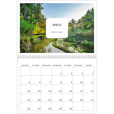 Fotokalender A4 Dubbel (30 x 40 cm) — Het hele verhaal [April]
