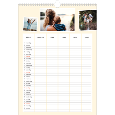 A3 Familieplanners — Modern - gezinsplanner 5 personen [April]