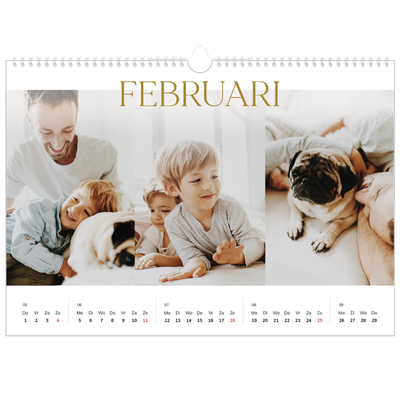 Fotokalender A3 — Gouden tekst groot [Februari]