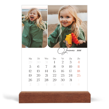 Bureaukalender met houten standaard — Momentopnamen en schrift