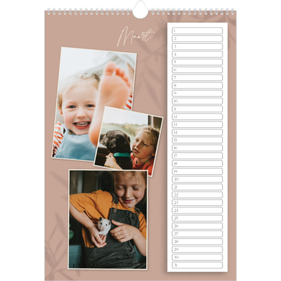 Verjaardagskalenders A3 — Warme aardetinten [Maart]