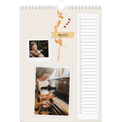 Verjaardagskalenders A4 — Vintage scrapbook [April]