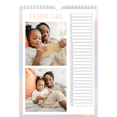 Verjaardagskalenders A4 — Verfkwast effect [Februari]
