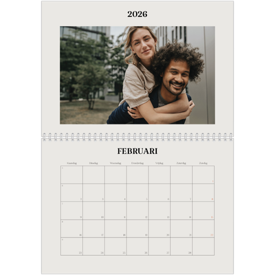 Fotokalender A4 Dubbel (30 x 40 cm) — Simpel ivoor [Februari]