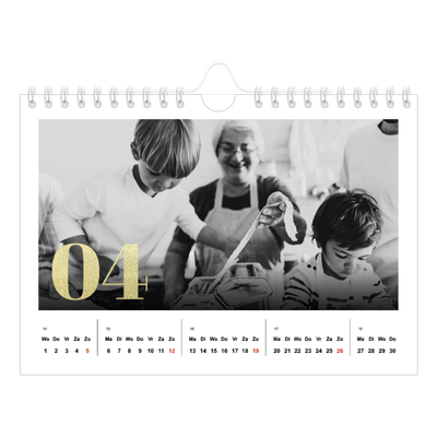 Fotokalender A5 — Grote glitter cijfers [April]