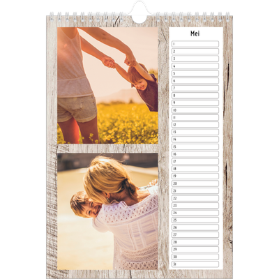 Verjaardagskalenders A4 — Houtpatroon [Mei]