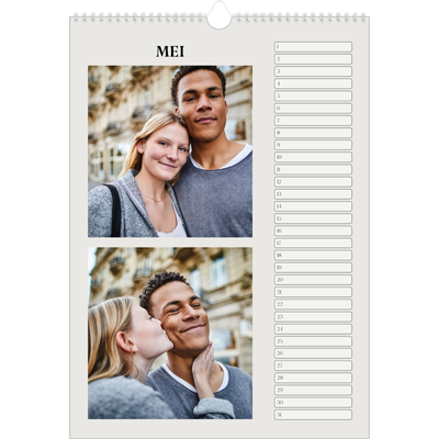 Verjaardagskalenders A3 — Simpel ivoor [Mei]