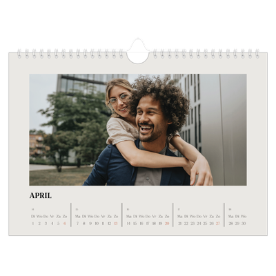 Fotokalender A4 — Simpel ivoor [April]