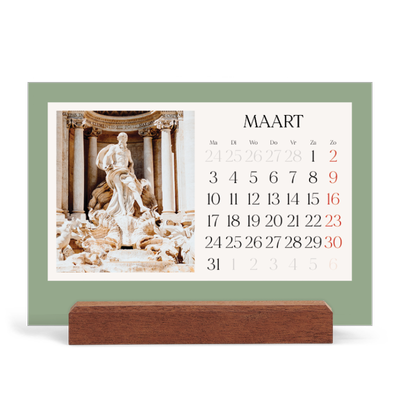 Bureaukalender met houten standaard  — Klassieke kleuren [Maart]