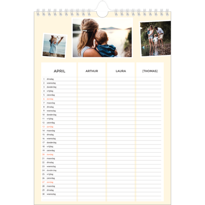 A4 Familieplanners — Modern - gezinsplanner 3 personen [April]