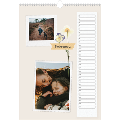 Verjaardagskalenders A3 — Vintage scrapbook [Februari]