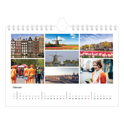 Fotokalender A5 — Collage in blokkenpatroon [Februari]