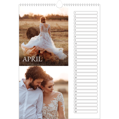 Verjaardagskalenders A3 — Eenvoudige letters [April]