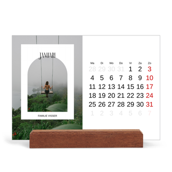 Bureaukalender met houten standaard — De open boog