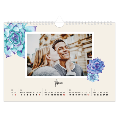 Fotokalender A4 — Geverfde bloemen [Februari]