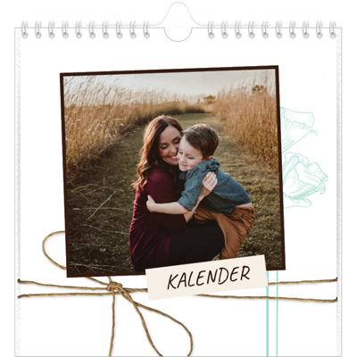 Jaarkalenders vierkant — Bloempatroon in potlood [omslag]