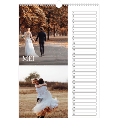 Verjaardagskalenders A3 — Eenvoudige letters [Mei]