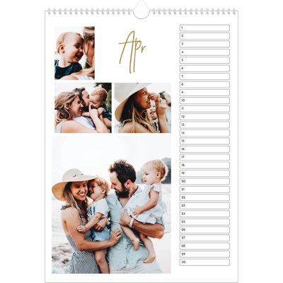 Verjaardagskalenders A3 — Handgeschreven [April]