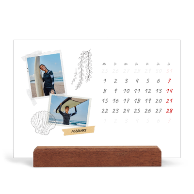 Bureaukalender met houten standaard  — Plakboek flair [Februari]