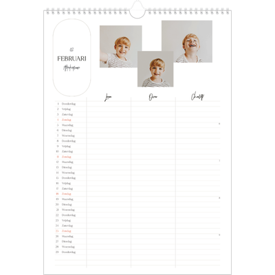 A3 Familieplanners — Grootse plannen - gezinsplanner 3 personen [Februari]