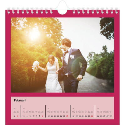 Jaarkalenders vierkant — Fel gekleurde kaders [Februari]