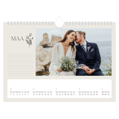 Fotokalender A4 — Initialen in bloei [Maart]