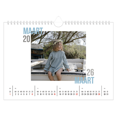 Fotokalender A4 — Dubbele tekst [Maart]